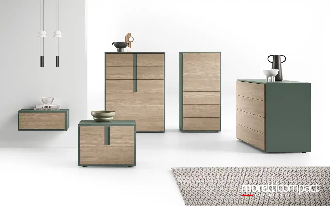 Gruppo notte Cube con frontali lisci o con inserto