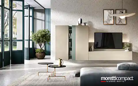 Living sospeso con mobiletto