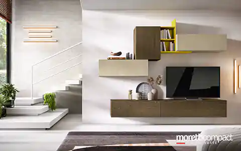 Living con elementi a giorno giallo ocra