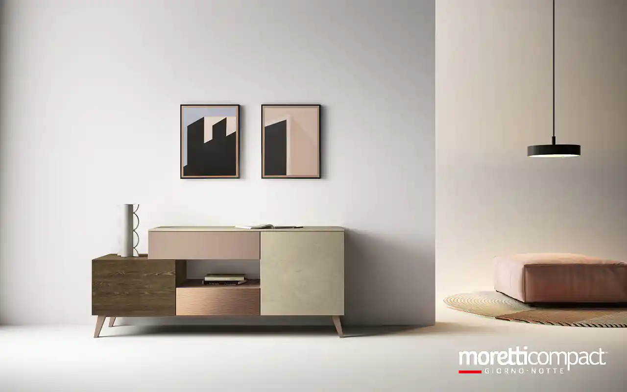 Madia con essenza legno e metallizzato