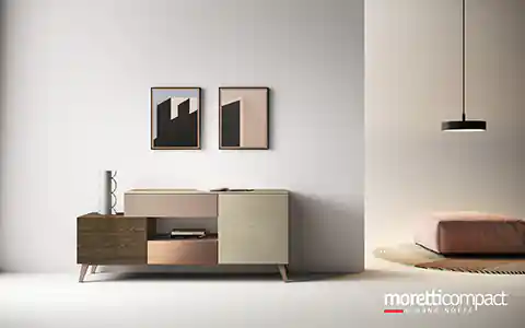 Madia con essenza legno e metallizzato