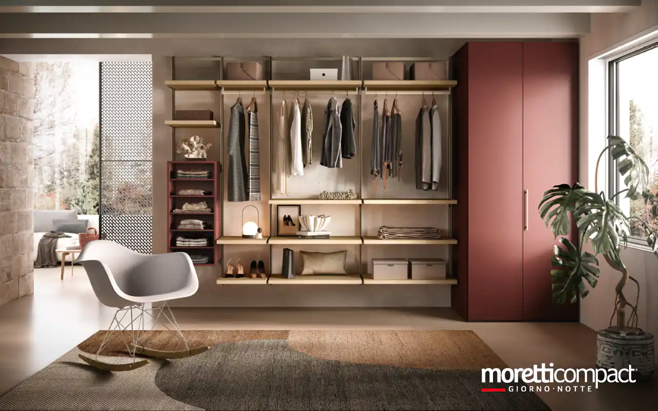 Cabina sospesa lineare con armadio