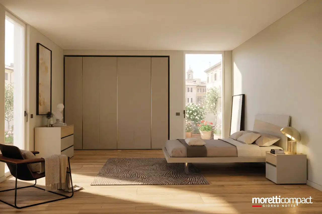 Camera Prime con Armadio battente Gola, gruppo Brize e Letto Icaro