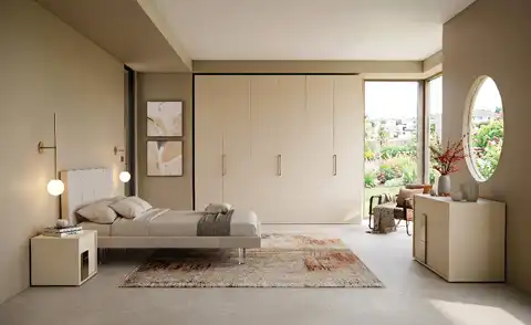 Camera Prime con Armadio battente, gruppo Gemma e letto imbottito Sirius