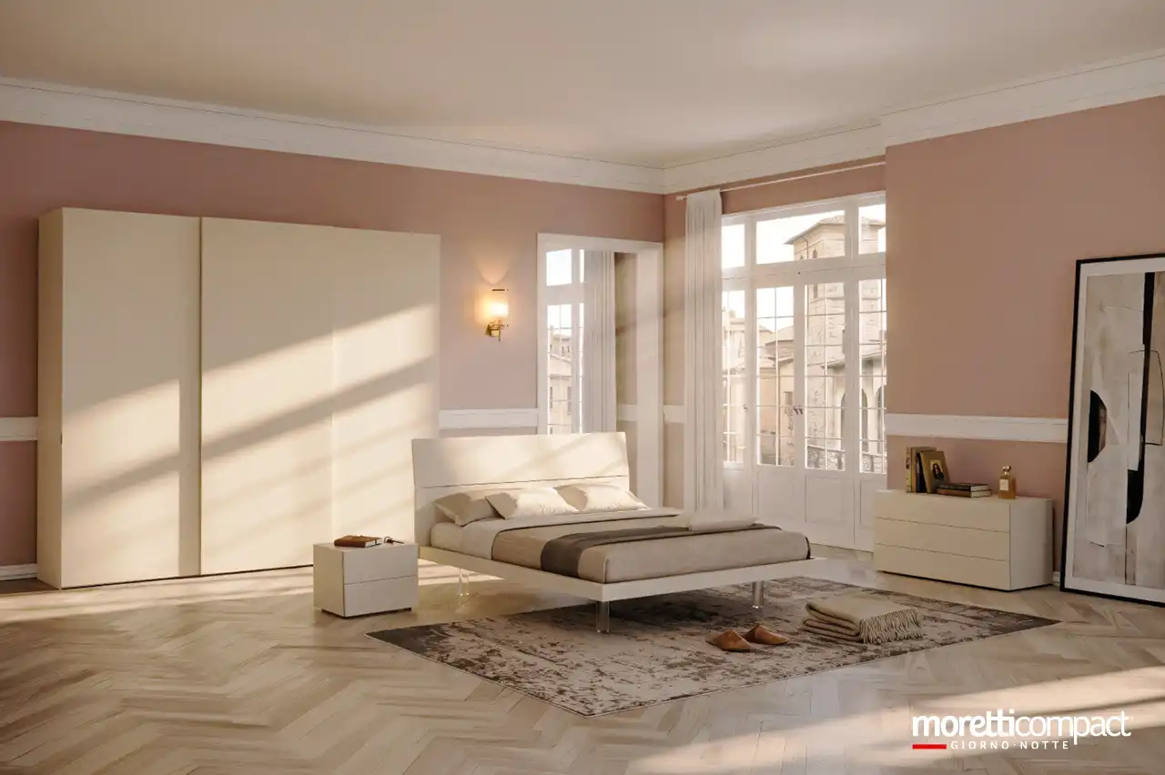 Camera Prime con Armadio scorrevole Libeccio, gruppo Modula e letto Mix