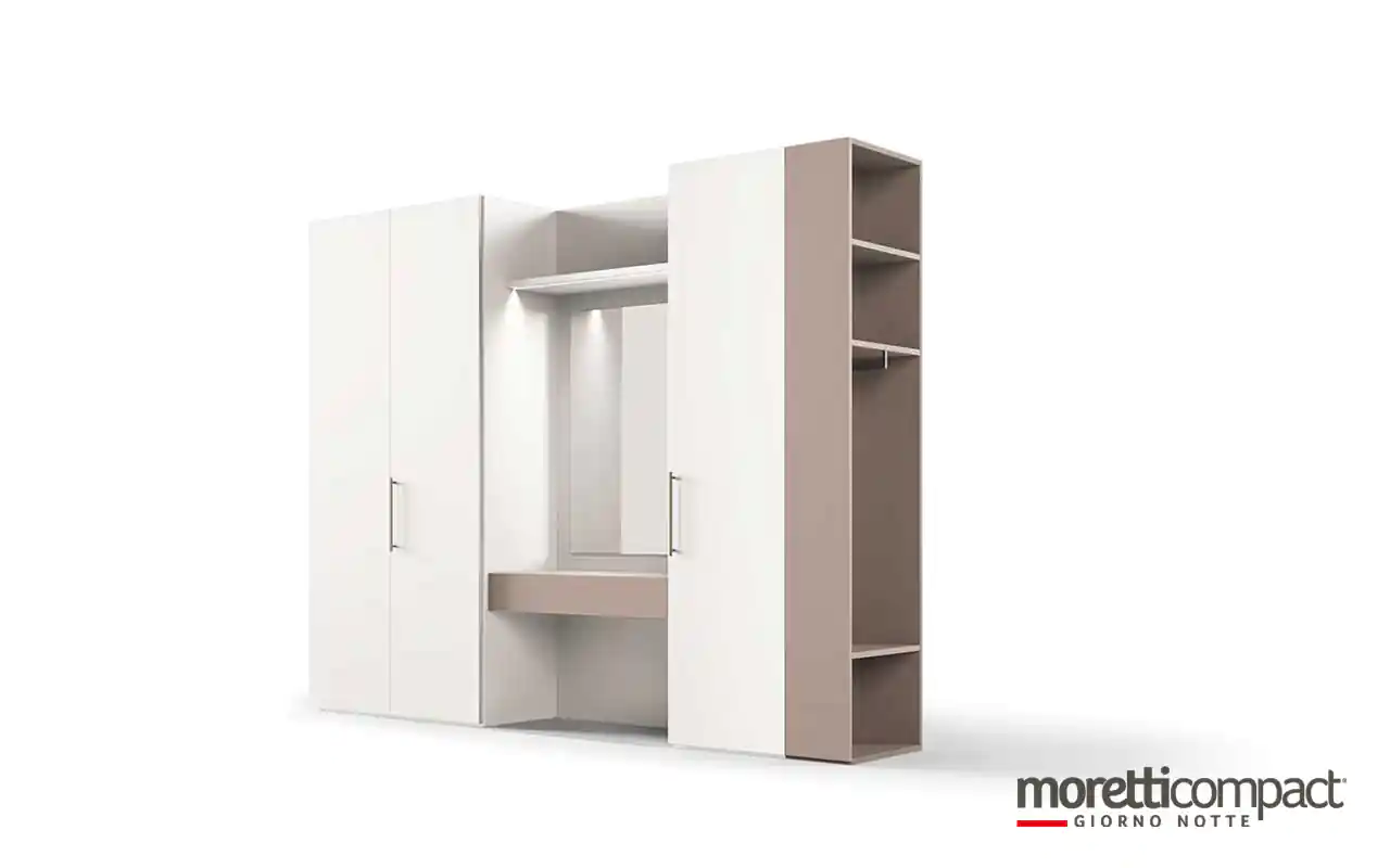 Armadio con ante battenti, modulo utility con specchio e terminale