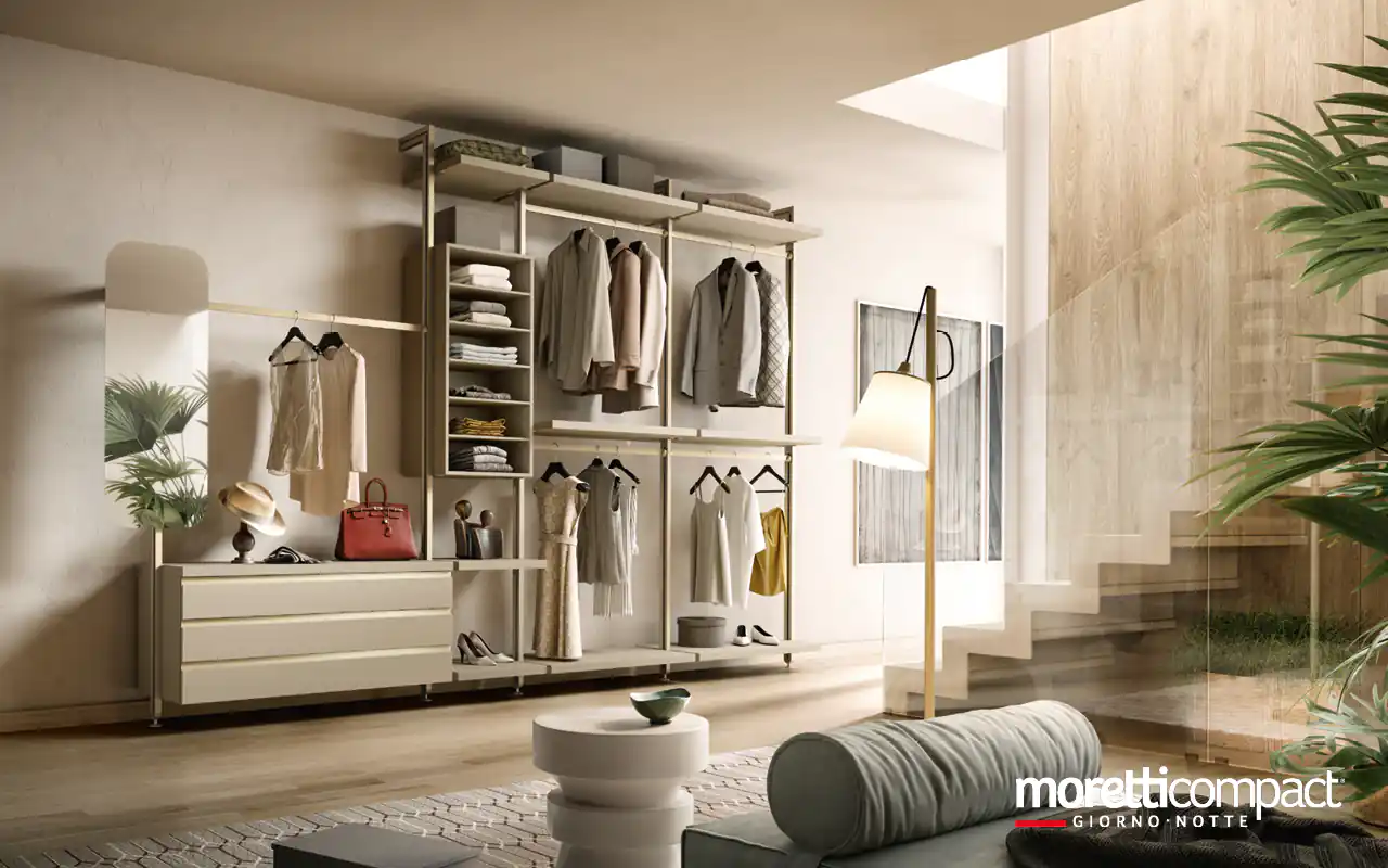 Cabina con montanti a parete lineare