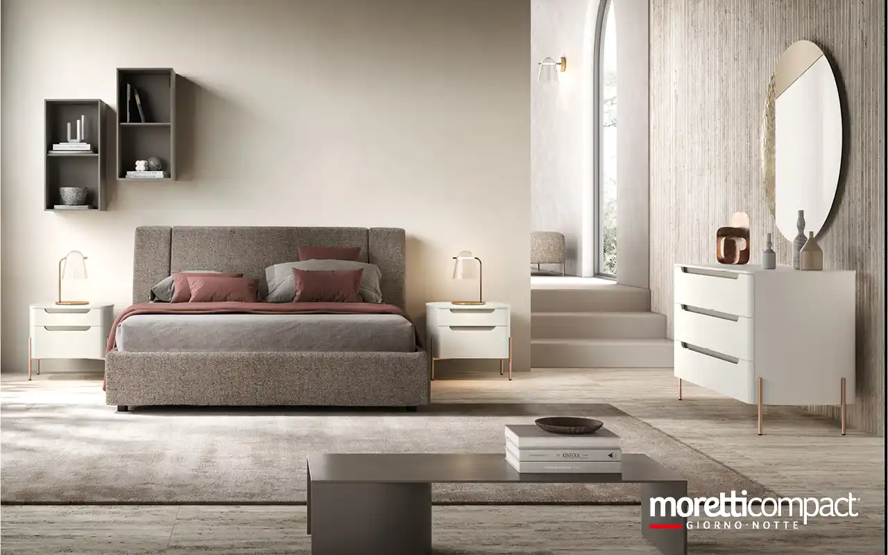 Camera matrimoniale con gruppo Ambra e letto imbottito